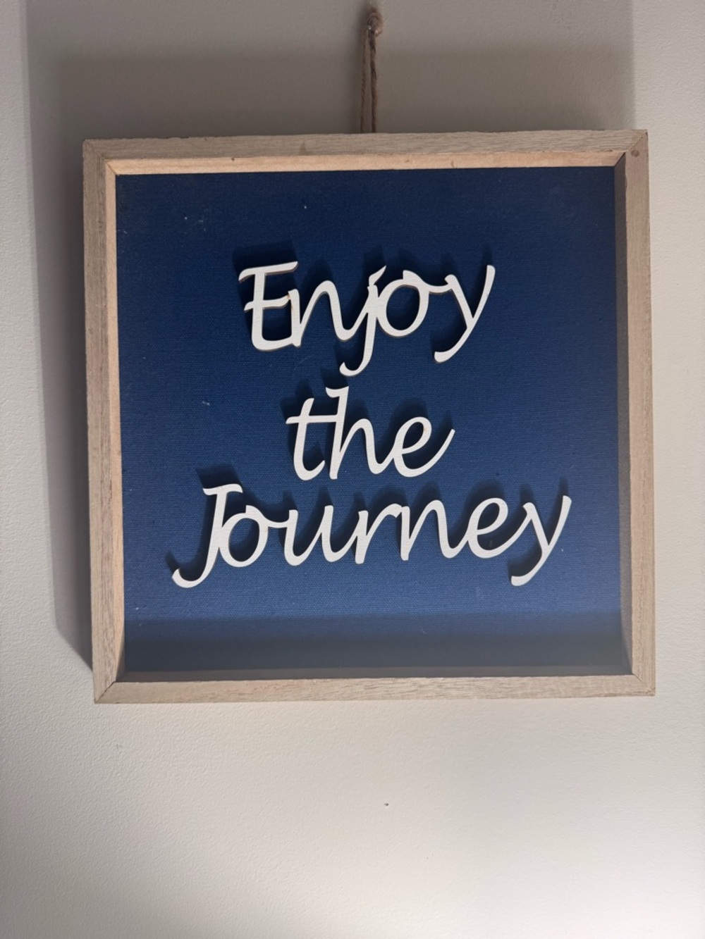 Enjoy the Journey Wall Sign - Navy and White Home Wall Decor 12” x 12”